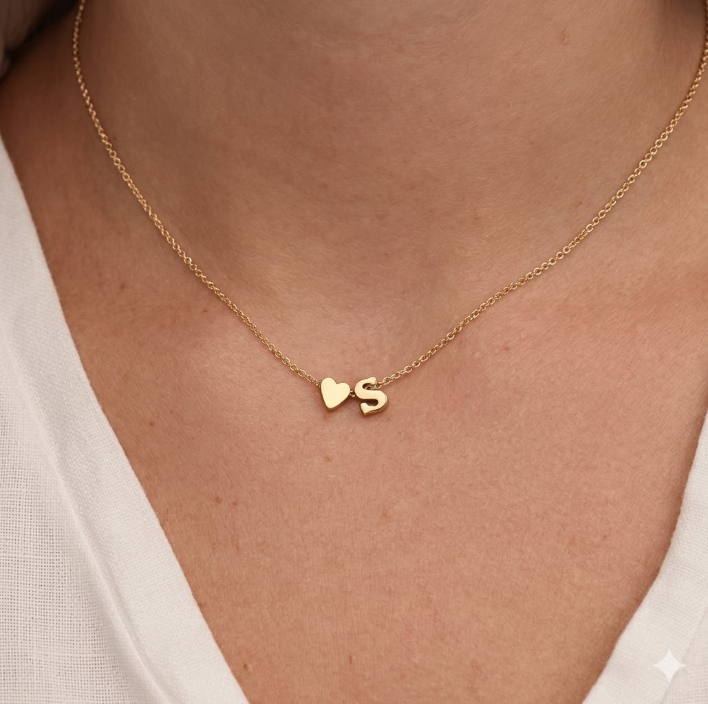Personalized Initial Heart Necklace | Gold & Silver