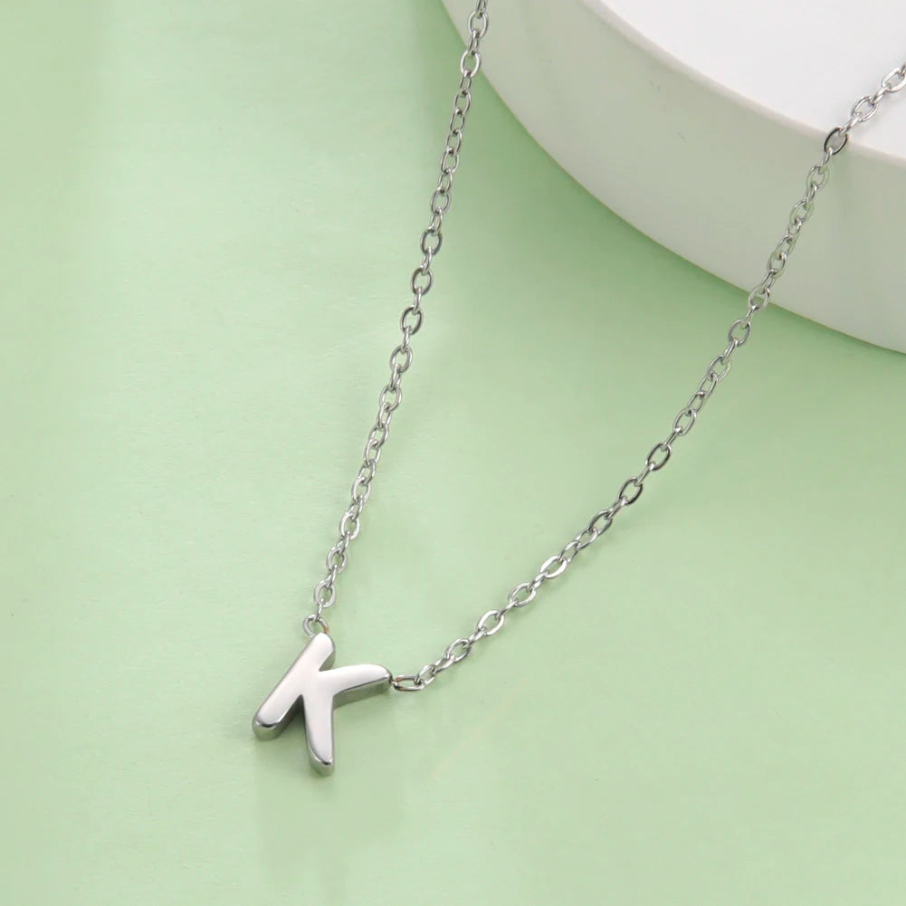Minimalist Initial Letter Necklace | Stainless Steel
