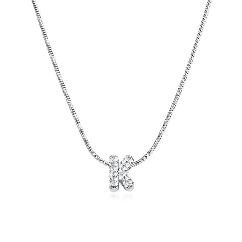 CZ Initial Letter Pendant Necklace