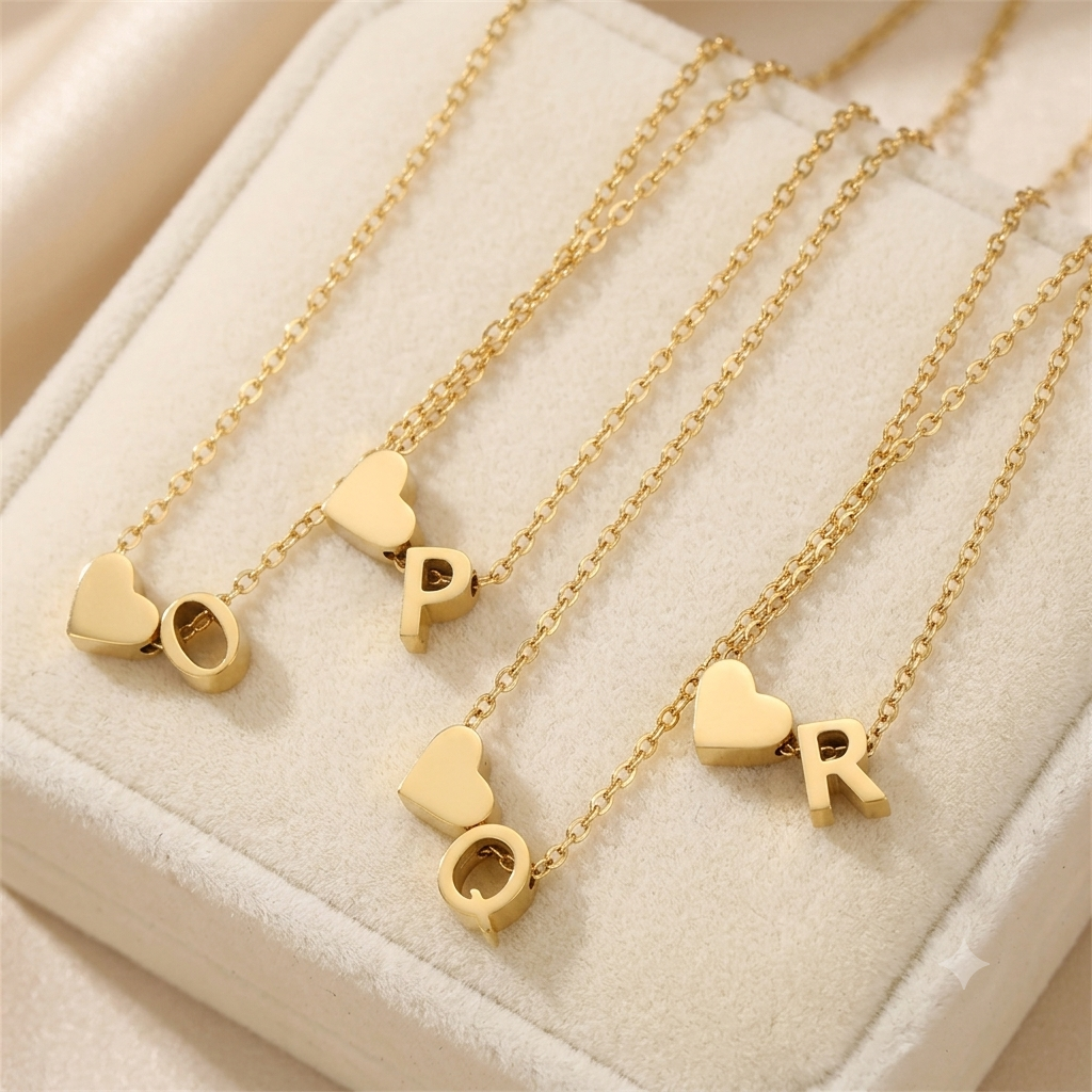 Dainty Heart Initial Necklace
