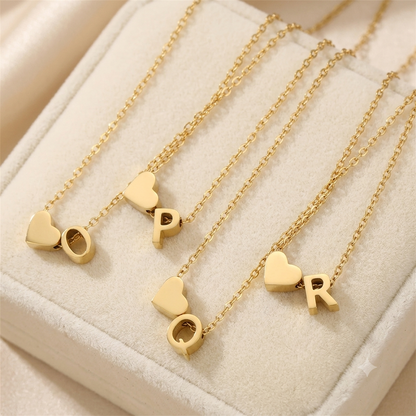 Dainty Heart Initial Necklace