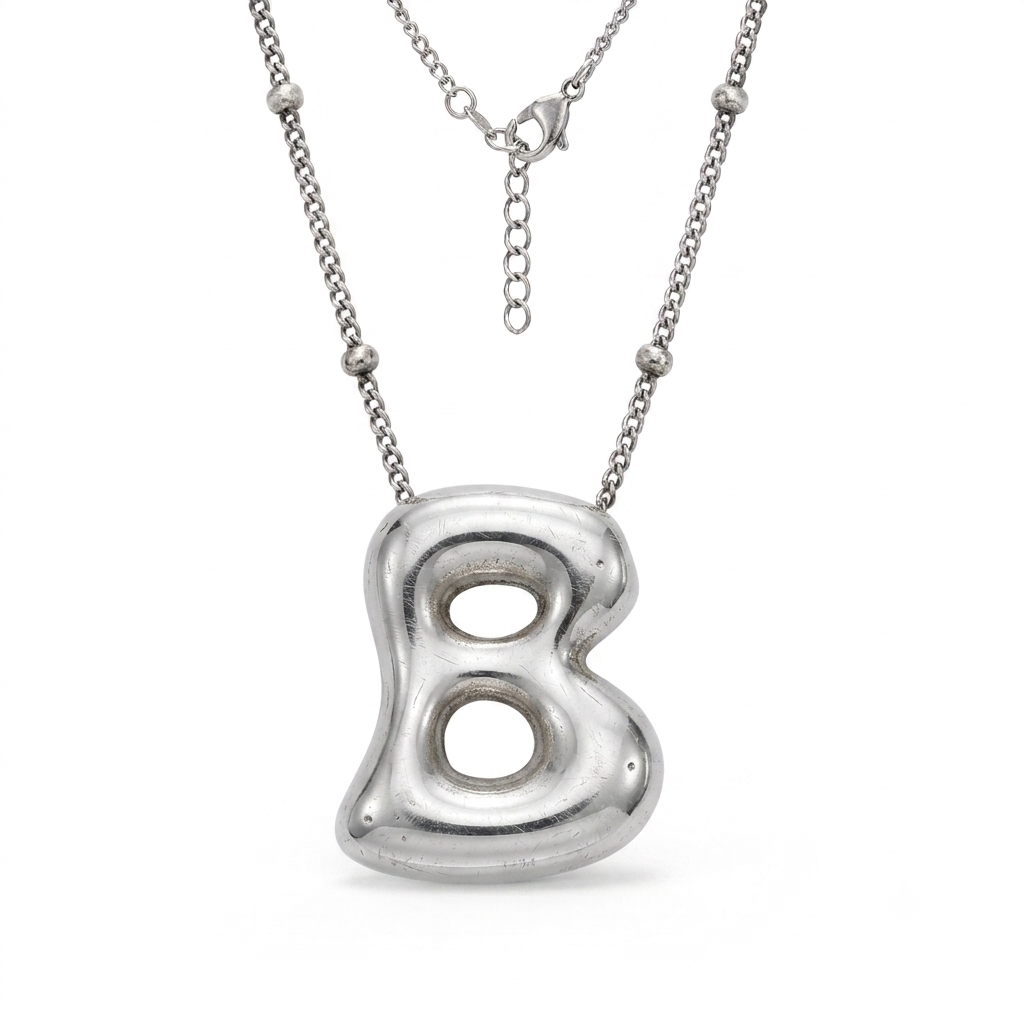 Bubble Letter Pendant Necklace