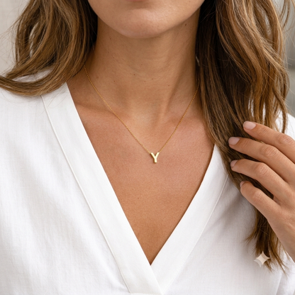 Minimalist Initial Letter Necklace | Stainless Steel