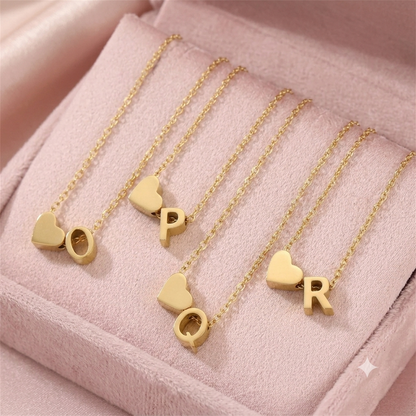 Dainty Heart Initial Necklace