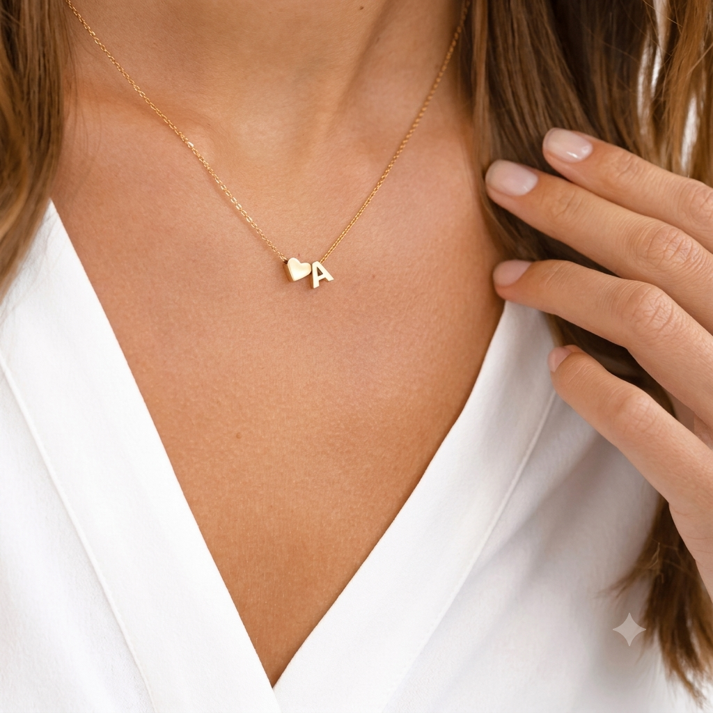 Dainty Heart Initial Necklace