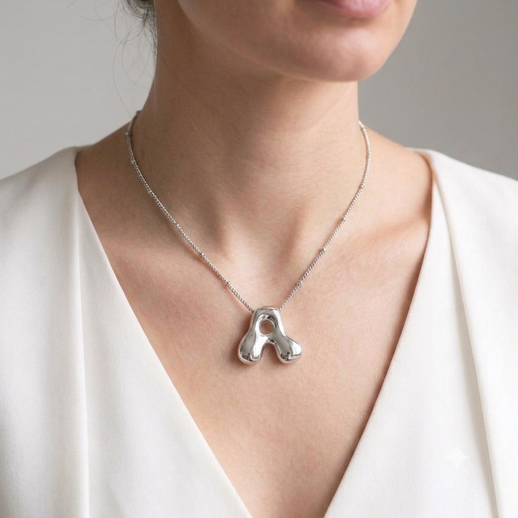 Bubble Letter Pendant Necklace
