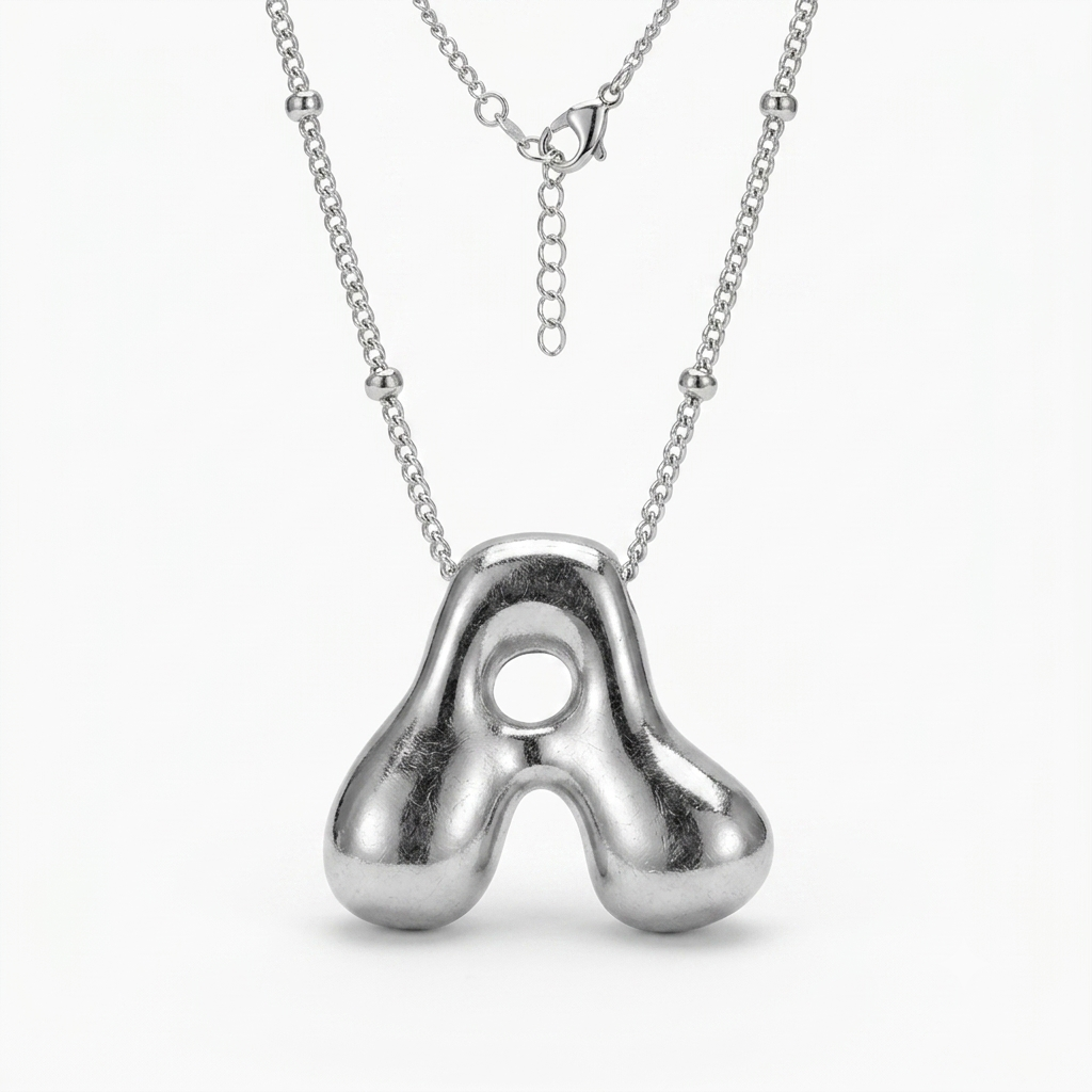 Bubble Letter Pendant Necklace