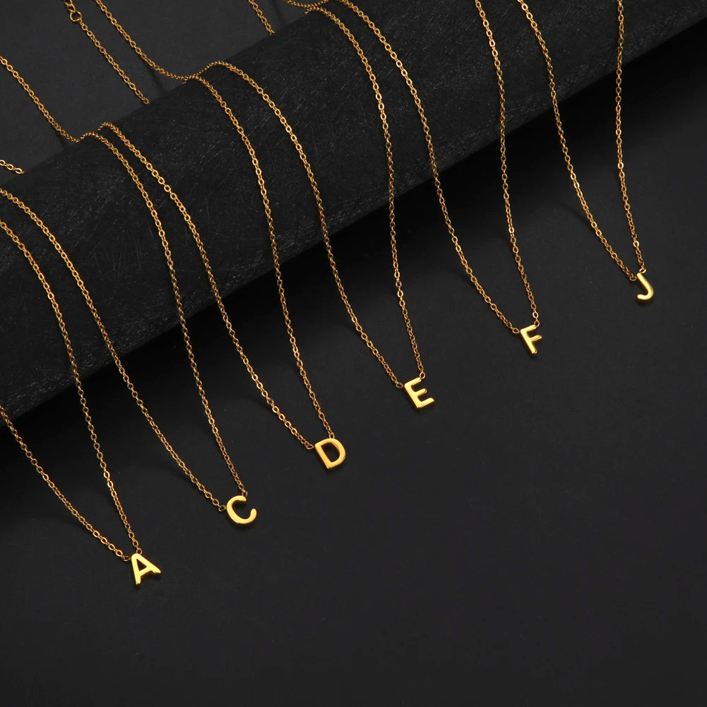 Minimalist Initial Letter Necklace | Stainless Steel