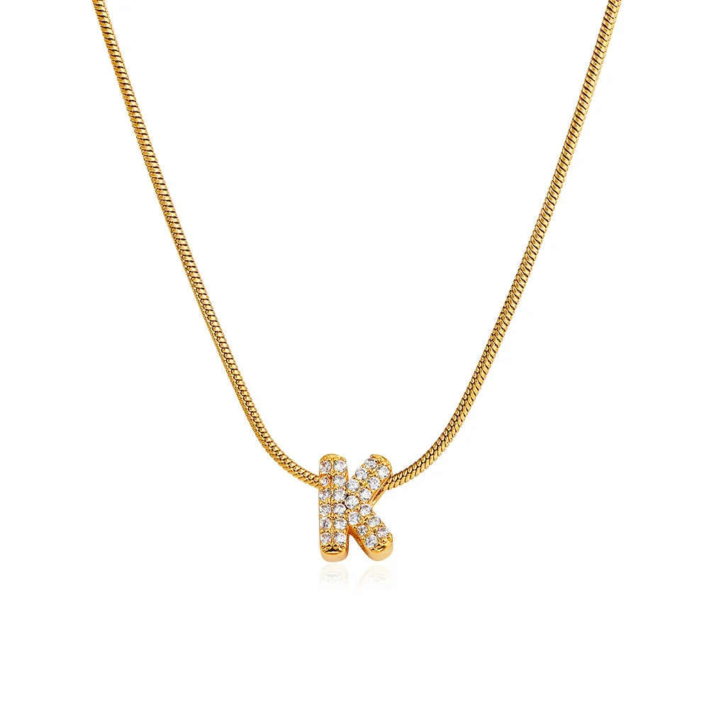 CZ Initial Letter Pendant Necklace