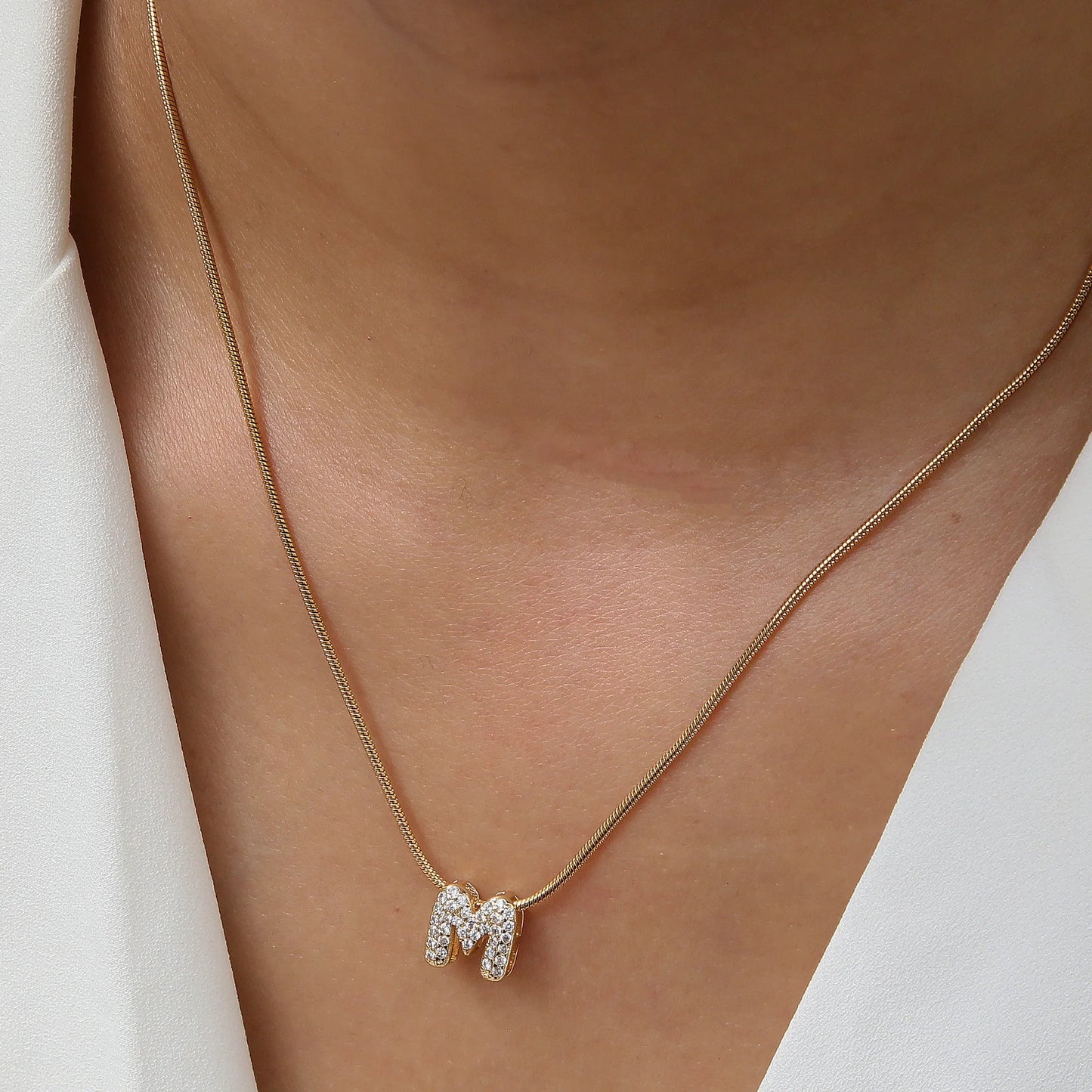 CZ Initial Letter Pendant Necklace