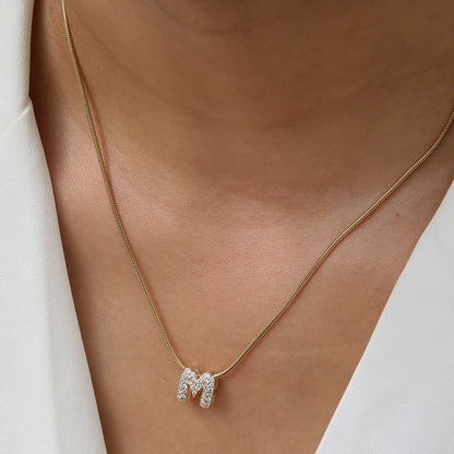 CZ Initial Letter Pendant Necklace