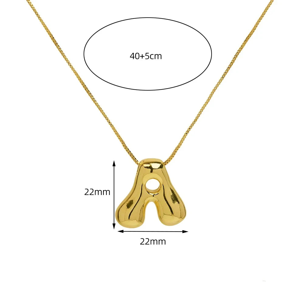 Chunky Bubble Letter Necklace | Gold