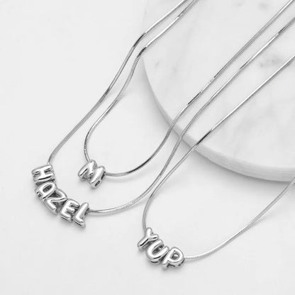 Mini Initial Necklace | Silver Snake Chain