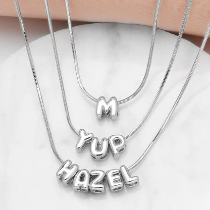 Mini Initial Necklace | Silver Snake Chain
