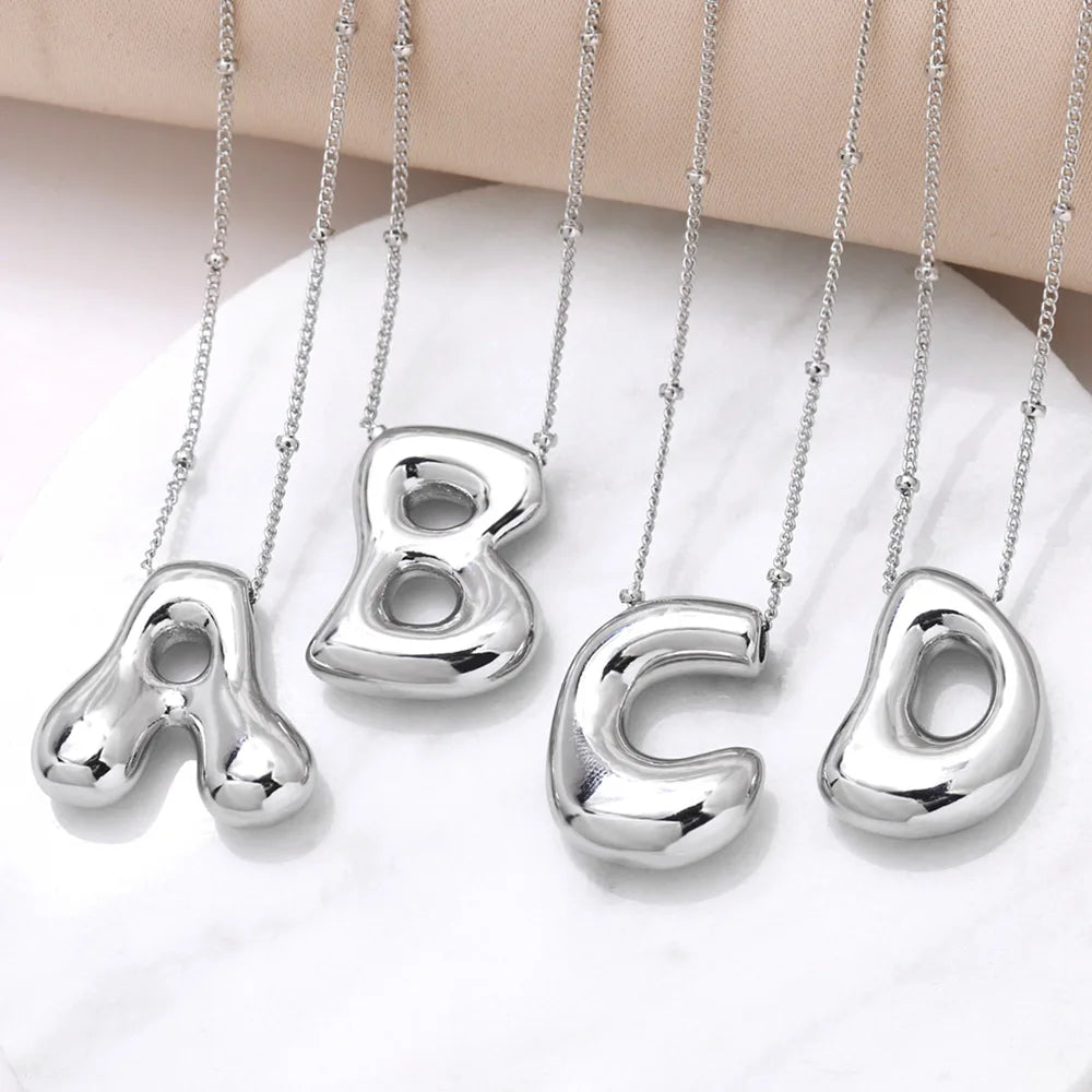 Bubble Letter Pendant Necklace
