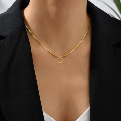 Gold Initial Necklace | Snake Chain Pendant